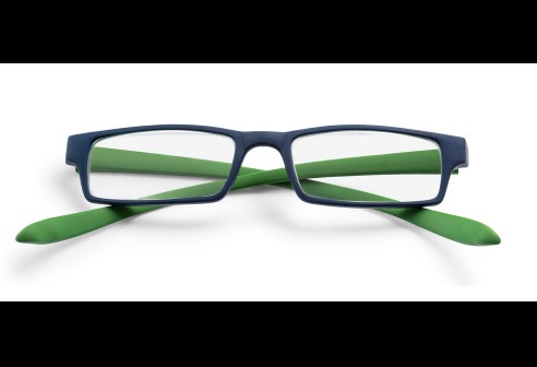 Leesbril kunststof montuur met 'neckholder' veren - Blauw/Groen
