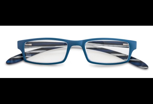 Leesbril kunststof montuur met 'neckholder' veren blauw-zwart