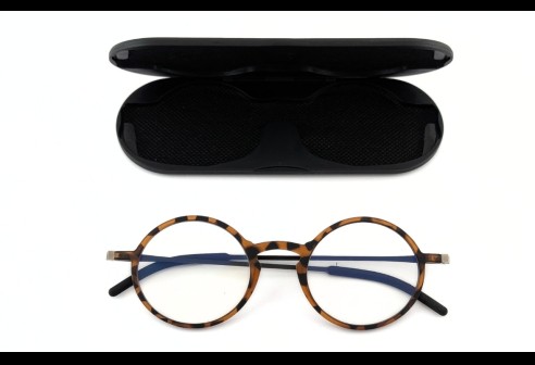 Lunettes de lecture plates mates havane dans un étui magnétique en métal +1.00