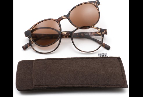 Lunettes de lecture en plastique avec pince solaire magenetic havane +1.00
