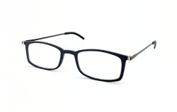 Lunettes de lecture plates mates bleu foncé dans un étui magnétique en métal +1,00