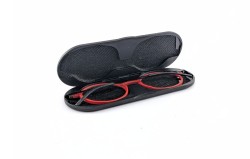 Lunettes de lecture plates mates rouge dans un étui magnétique en métal +1.00