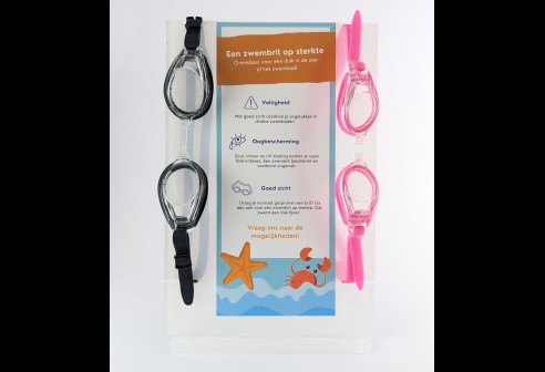 Présentoir pour lunettes de natation transparent