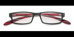 Lunettes en plastique avec branches 'Neckholder' rayée vert-rouge