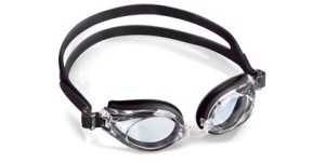 Zwembril volwassenmodel compleet gemonteerd met planglazen, zwart