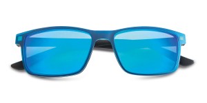 Leesbril zwart/turquoise met polariserende clip turquoise verspiegeld