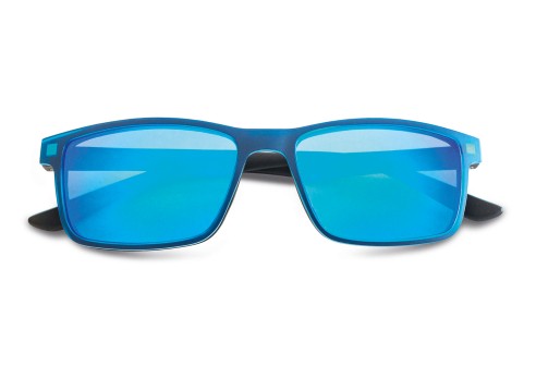 Leesbril zwart/turquoise met polariserende clip turquoise verspiegeld