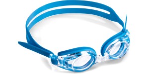 Zwembril kinder compleet gemonteerd met planglazen, blauw