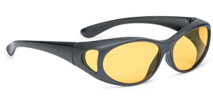 Overzetzonnebril zwart met gele nightview glazen