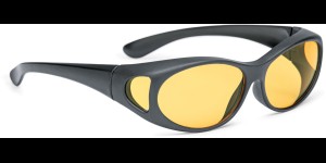 Overzetzonnebril zwart met gele nightview glazen