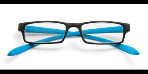 Leesbril kunststof montuur met 'neckholder' veren - Zwart/Blauw
