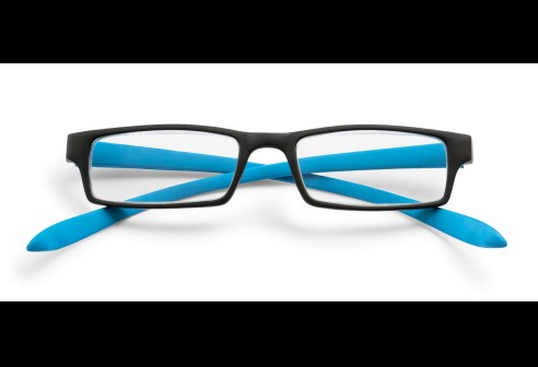 Leesbril kunststof montuur met 'neckholder' veren - Zwart/Blauw