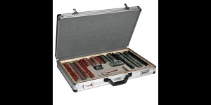 Pasdoos met 260 pasglazen met metalen vattingen en super ontspiegeling