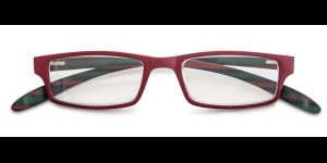 Leesbril kunststof montuur met 'neckholder' veren bordeaux-groen