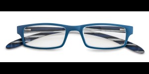 Leesbril kunststof montuur met 'neckholder' veren blauw-zwart