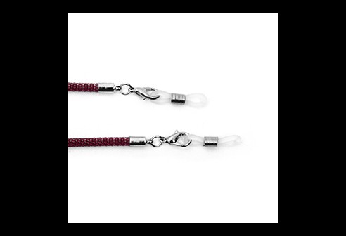 Brilketting slang met karabijnsluiting marsala rood, 3 stuks