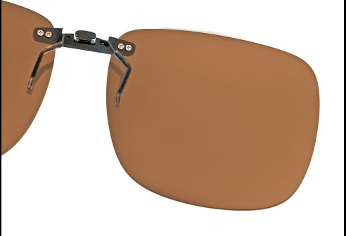 Voorhanger voor kunststof monturen, opklembaar 52 x 42 mm - Bruin, polariserend